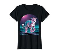 Vibrant Pink & Blue Cheetah Spirit Value Graphic T-Shirt, Women, Black, M