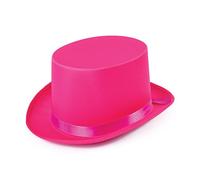 Vibrant Pink Satin Top Hat (1 Pc) - Perfect Accessory for Parties, Weddings, 1980-Themed Events, Festivals, Music, World Book Day, & More Halloween Halloween