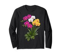 Vibrant Pink White Yellow Elegant Orchid Flower Shapes Mania Long Sleeve T-Shirt