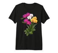 Vibrant Pink White Yellow Elegant Orchid Flower Shapes Mania Premium T-Shirt