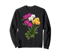 Vibrant Pink White Yellow Elegant Orchid Flower Shapes Mania Sweatshirt