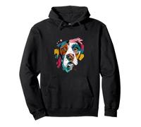 Vibrant Pop Art Dog Face Abstract Canine Portrait Pullover Hoodie
