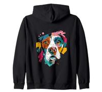 Vibrant Pop Art Dog Face Abstract Canine Portrait Zip Hoodie
