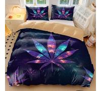 Vibrant Pop Art Marijuana Leaf Duvet Cover, Modern Cultural Bedding, Perfect for Any Bedroom, Printed 3-Piece Set, Exquisite Decor (05,King 240x220cm+65x65cm*2)