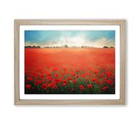 Vibrant Poppies Flowers Framed Print | A2 Oak Framed Wall Art | Ready to Hang | Modern Floral Picture | Living Room Bedroom Lounge Office