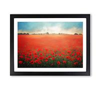 Vibrant Poppies Flowers Framed Print | A3 Black Framed Wall Art | Ready to Hang | Modern Floral Picture | Living Room Bedroom Lounge Office