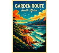 Vibrant Poster Illustration of South Africa's Garden Route_result - A4 Travel City Poster Wall Art Home Decor Art Print Featuring Urban Landmarks and Global Views for Stylish Interior Display