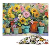 Vibrant Potted Blooms Puzzle for Adults And Teenagers 1000 Pieces Wooden Puzzles for Adults Puzzles for Teenagers Age 12 Years Up 1000pcs (75x50cm)