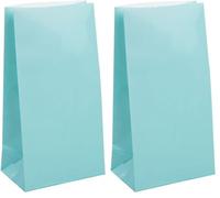 Vibrant Powder Blue Paper Party Bags (25cm x 13cm) 12 Count - Perfect for Celebrations and Events (Pack of 2)