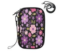Vibrant Purple Floral Pattern RFID Blocking Family Passport Holder, Waterproof Travel Document Organizer Wallet for Women Men, Credit Card Case Travel Essentials