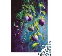 Vibrant Purple Passion Fruit Botanical Art Jigsaw Puzzle, 1000 Piece | For after-work downtime: Adult jigsaw puzzle with 1000 pieces creates a longer, more absorbing puzzle session.