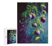 Vibrant Purple Passion Fruit Botanical Art: Winter Activity Gift, 500 PCS Wooden Brain Teaser for Adults, with A Decorative Finished Picture