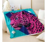 Vibrant Purple Red Leopard Print Blanket, Minimalist Pop Art Soft Cozy Flannel Throw, Perfect for Young Adults Room Decor (01,130x150cm)