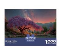 Vibrant Purple Tree 1000 Piece Jigsaw Puzzle Paper for Adults Sunset Valley Scenery Puzzle Game for Family Stress Relief Gift 38x26cm/1000pcs