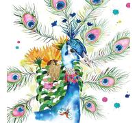 Vibrant Quirky Watercolour Art - Animals in Nature - Artistic Gold Foil Accents Blank Greeting Card by Love Lilly (Penelope Peacock)