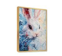 Vibrant Rabbit Impressionist Canvas Wall Art Animal Portrait Prints Modern Posters Painting Studio Pictures Artwork Prints Colorful 60x92cm With Gold Frame
