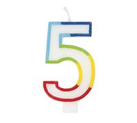 Vibrant Rainbow Border Number 5 Birthday Candle (7cm x 12cm) - Stunning Multi-Colored Party Decor - Uniquely Crafted for Celebratory Milestones - 1 Pc