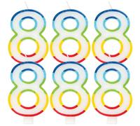 Vibrant Rainbow Border Number 8 Birthday Candle (7cm x 12cm) - Stunning Multi-Colored Party Decor - Uniquely Crafted for Celebratory Milestones - 1 Pc