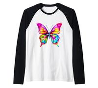 Vibrant Rainbow Butterfly Colorful Insect Nature Art Raglan Baseball Tee