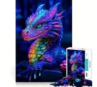 Vibrant Rainbow Dragon Jigsaw Puzzle 1000 Pieces Cognitive Fun Play High Precision Die Cut Unique Gift for Stress Relief (38x26cm)
