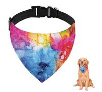 Vibrant Rainbow Ink Dog Bandana With Adjustable Strap D Ring Dog Neckerchief Pet Bibs Triangle Pet Scarves Clothing& Accessories for Dogs Puppy Dogs Cats Decor Machine Washable