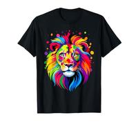 Vibrant Rainbow Lion Art for Bold Animal Lovers T-Shirt
