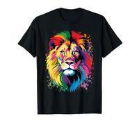 Vibrant Rainbow Lion Art for Bold Animal Lovers T-Shirt