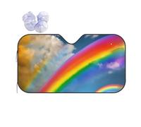 Vibrant Rainbow Printing Car Windshield Sunshade-Thicken Bubble Block Heat and Sun UV Rays,Front Windshield,Sun Visor