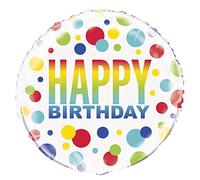 Vibrant Rainbow Spots Birthday Round Foil Balloon (45cm) - Perfect for Birthday Celebrations, Parties & More - 1 Pc, Nylon/a