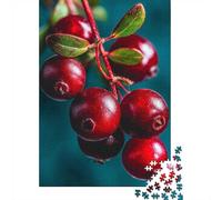 Vibrant Red Cranberries Cinematic Art 1000-Piece Jigsaw Puzzle for Adults, 38x26cm/1000pcs, Quiet Home Activity, Evening Leisure And Year-Round Leisure