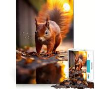 Vibrant Red Squirrel Art 1000 Piece Adult Puzzles Logic Puzzle Play Precision Cut Smooth Edges for Family Gatherings (50x75cm)