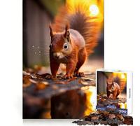Vibrant Red Squirrel Art 1000 Piece Jigsaw Puzzles Mental Dexterity Gentle Engagement Flawless Fit (50x75cm)