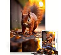 Vibrant Red Squirrel Art 1000 Piece Jigsaws for Teenagers Cognitive Recall Casual Relaxation Sharp Cut Ideal Present (38x26cm)