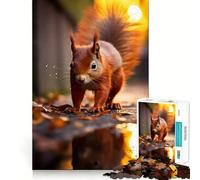 Vibrant Red Squirrel Art Jigsaw Puzzle 1000 Think Boost Game Tight Lock No Loose Pieces Interactive Brain Challenge for Home (38x26cm)