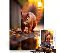Vibrant Red Squirrel Art Jigsaw Puzzles for Teenagers 1000 Piece Thought Training Quiet Recreation Uniform Cut Unique Xmas Gift (38x52cm)
