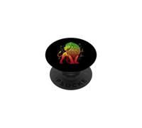 Vibrant Reggae Lion of Judah with Musical Note Mane and Crow PopSockets Adhesive PopGrip