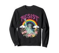 Vibrant Resist Lady Liberty Rainbow Floral Graphic Sweatshirt