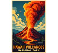 Vibrant Retro Illustration Of Hawaii Volcanoes National Park_result - A4 Travel City Poster Wall Art Home Decor Art Print Featuring Urban Landmarks and Global Views for Stylish Interior Display