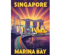 Vibrant Retro Travel Poster Of Singapore's Marina Bay Skyline - A4 Wall Art, Inspirational World Map, Vintage City, Retro Poster, Home Decor for Living Room, Office, Gift Idea for Travel Lovers