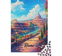 Vibrant Rome Cityscape with Colosseum and St. Jigsaw Puzzle, 1000 Piece | For a break from screens, this adult jigsaw puzzle with 1000 pieces works for solo puzzling or shared time.