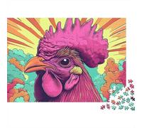 Vibrant Rooster-psychedelic Art Style_1Jigsaw Puzzle Animal Mind Relaxation Adults Stress Relief Wall Art Decor 1000 Pieces 38x26cm/1000pcs