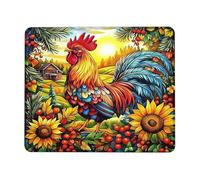 Vibrant Rooster Spring Mouse Pad, Colorful Farmhouse Design Mouse Pad, Non-Slip Rubber Mouse Pad for Computer Laptop Home Decor