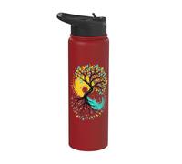 Vibrant Rooted Tree Nature Balance Design Stainless Steel Insulated Water Bottle