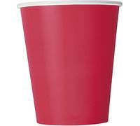 Vibrant Ruby Red Solid Paper Cups (9oz) 8 Count - Vibrant, Eco-Friendly Disposable Drinkware for Parties and Events