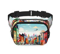 Vibrant rural areas Printed fashionable waist bag, unisex messenger bag, fashionable travel waist bag