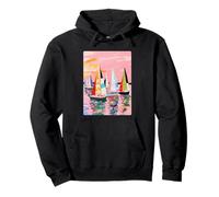 Vibrant Sailboats Summer Art Coastal Vibes Pastel Sunset Pullover Hoodie