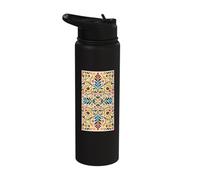 Vibrant Scandinavian Folk Art with Colorful Floral Motifs Stainless Steel Insulated Water Bottle