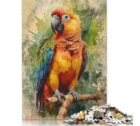 Vibrant Scarlet Macaw Jigsaw Puzzles Game Adult 1000 Piece Jigsaw Wooden Creative Jigsaw Puzzle Decompressing Game 1000pcs (75x50cm)