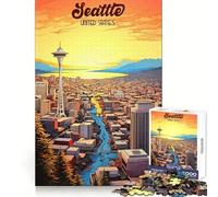 Vibrant Seattle Jigsaw Puzzle 1000 Piece for Adults Intellectual Fun Relaxing Pastime Sharp Cut (50x75cm)