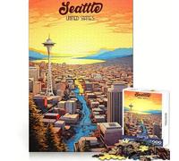 Vibrant Seattle Jigsaw Puzzles for Teenagers 1000 Piece Thought Training Quiet Recreation Uniform Cut Unique Xmas Gift (38x52cm)